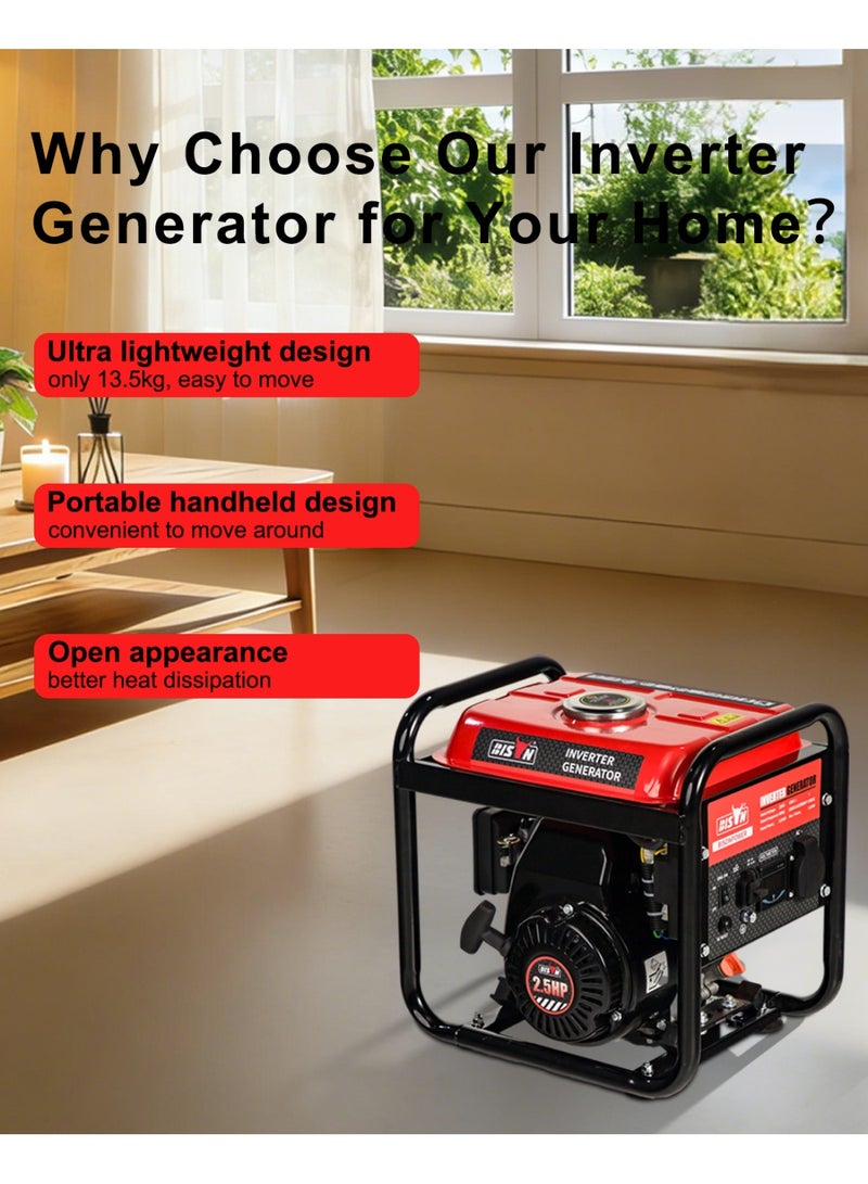 Bison Power Peak 1000W Inverter Gasoline Generator Professional for Home, Bison Power Gasoline Generator, Portable & Lightweight, with DC&USB for Household Appliances, Smart Devices - TVs/Computers/Phones/Laptops - Image 2